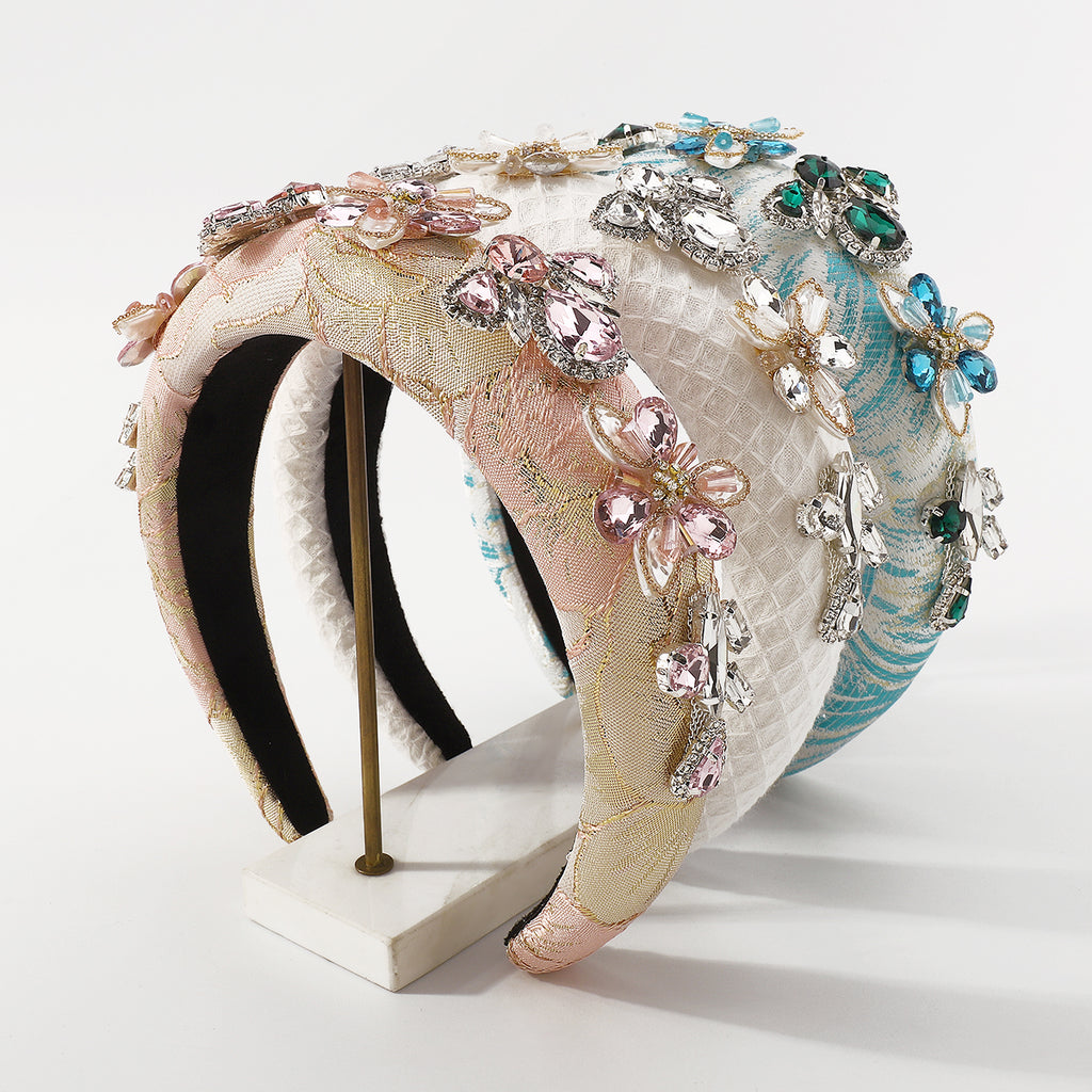 Baroque Rhinestone Flower Padded Headband medyjewelry